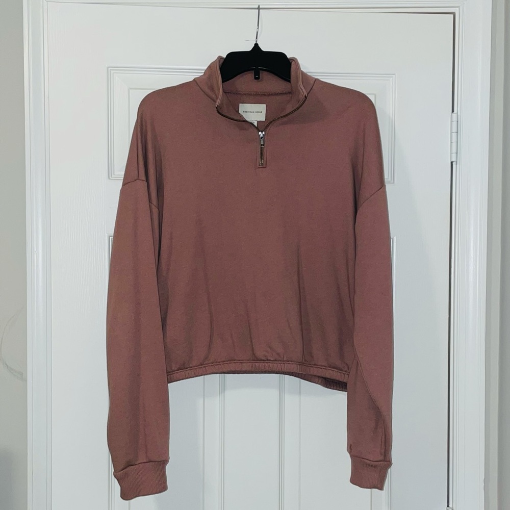 Cropped half zip pullover